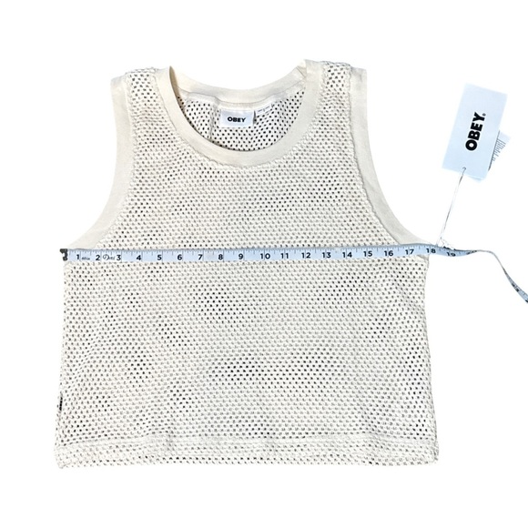 Obey Hudson Mesh Tank Top White Size S NWT | Streetwear Y2K Minimalist - Picture 8 of 10